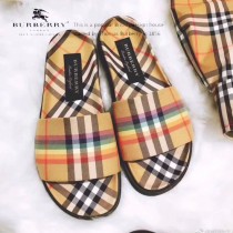 Burberry鞋子-02 巴寶莉專櫃新款同步男女款霓虹Vintage格紋加厚底拖鞋