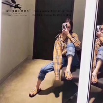 Burberry鞋子-02 巴寶莉專櫃新款同步男女款霓虹Vintage格紋加厚底拖鞋