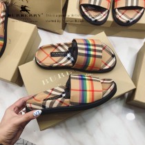 Burberry鞋子-02 巴寶莉專櫃新款同步男女款霓虹Vintage格紋加厚底拖鞋