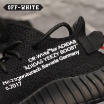 Adidas鞋子-06 OFF聯名款Yeezy 350V2 Boost爆米花黑白橘斑馬線中幫百搭慢跑鞋