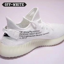 Adidas鞋子-07 OFF聯名款Yeezy 350V2 Boost爆米花黑白橘斑馬線中幫百搭慢跑鞋