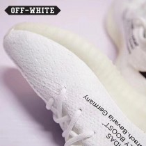 Adidas鞋子-07 OFF聯名款Yeezy 350V2 Boost爆米花黑白橘斑馬線中幫百搭慢跑鞋