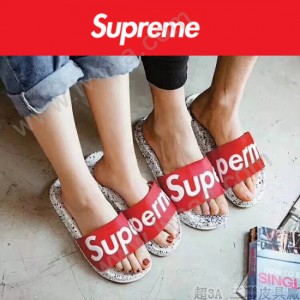 Supreme鞋子-01 Supreme街頭潮流沙灘拖鞋紅白情侶款拖鞋