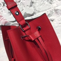 LV M54679 人氣熱銷LOCKME BUCKET原單大紅色牛皮單肩水桶包