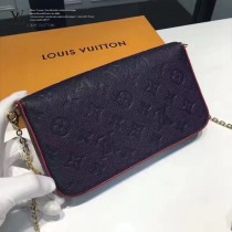 LV M64064-2 人氣新品POCHETTE FÉLICIE原單全皮壓花單肩晚宴包