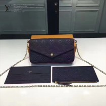 LV M64064-2 人氣新品POCHETTE FÉLICIE原單全皮壓花單肩晚宴包