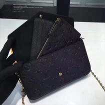 LV M64064-4 人氣新品POCHETTE FÉLICIE原單全皮壓花單肩晚宴包