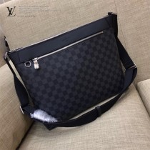 LV N40004 時尚商務男士MICK原單黑色棋盤格中號單肩斜挎包