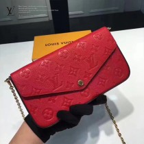 LV M64064-3 人氣新品POCHETTE FÉLICIE原單全皮壓花單肩晚宴包