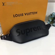 LV M53418-2 許魏洲同款supreme聯名款原單黑色水波紋男女款胸包腰包