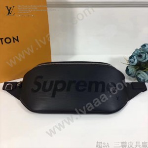 LV M53418-2 許魏洲同款supreme聯名款原單黑色水波紋男女款胸包腰包