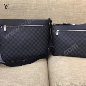 LV N40004 時尚商務男士MICK原單黑色棋盤格中號單肩斜挎包