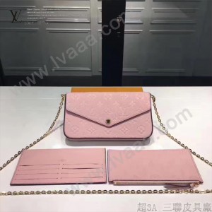 LV M64064 人氣新品POCHETTE FÉLICIE原單全皮壓花單肩晚宴包