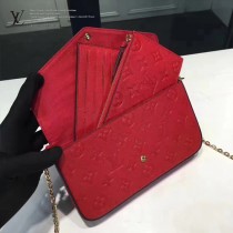 LV M64064-3 人氣新品POCHETTE FÉLICIE原單全皮壓花單肩晚宴包