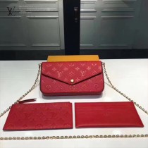 LV M64064-3 人氣新品POCHETTE FÉLICIE原單全皮壓花單肩晚宴包