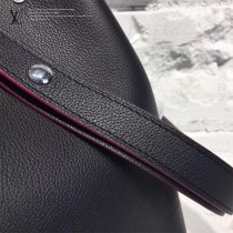 LV M54677 人氣熱銷LOCKME BUCKET原單黑色拼玫紅牛皮單肩水桶包
