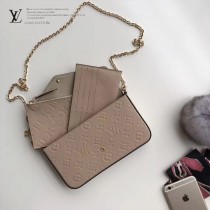 LV M64064-5 人氣新品POCHETTE FÉLICIE原單全皮壓花單肩晚宴包