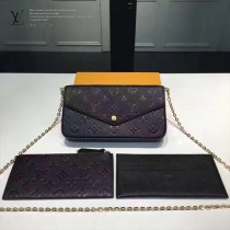 LV M64064-4 人氣新品POCHETTE FÉLICIE原單全皮壓花單肩晚宴包