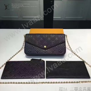 LV M64064-4 人氣新品POCHETTE FÉLICIE原單全皮壓花單肩晚宴包