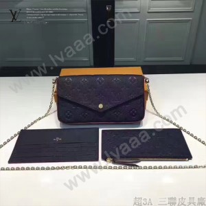 LV M64064-2 人氣新品POCHETTE FÉLICIE原單全皮壓花單肩晚宴包