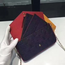 LV M64064-2 人氣新品POCHETTE FÉLICIE原單全皮壓花單肩晚宴包