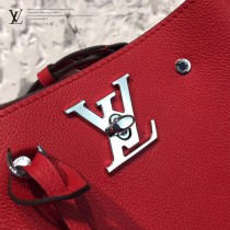 LV M54679 人氣熱銷LOCKME BUCKET原單大紅色牛皮單肩水桶包