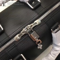 LV M53419 潮流supreme聯名款KEEPALL 45原單黑色水波紋手提旅行袋