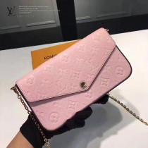LV M64064 人氣新品POCHETTE FÉLICIE原單全皮壓花單肩晚宴包