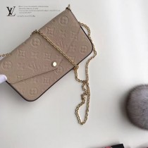 LV M64064-5 人氣新品POCHETTE FÉLICIE原單全皮壓花單肩晚宴包