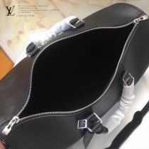 LV M53419 潮流supreme聯名款KEEPALL 45原單黑色水波紋手提旅行袋