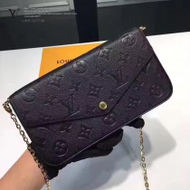 LV M64064-4 人氣新品POCHETTE FÉLICIE原單全皮壓花單肩晚宴包