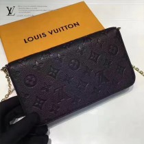 LV M64064-4 人氣新品POCHETTE FÉLICIE原單全皮壓花單肩晚宴包