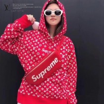 LV ,M53418 許魏洲同款supreme聯名款原單紅色水波紋男女款胸包腰包