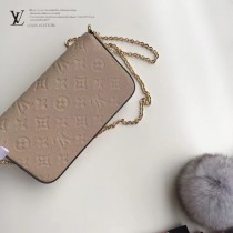 LV M64064-5 人氣新品POCHETTE FÉLICIE原單全皮壓花單肩晚宴包
