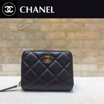Chanel-69272-03 香奈兒經典款進口球紋牛皮和羊皮風琴拉鏈卡包