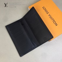 LV-M62900 路易威登新款原版皮黑色BRAZZA壓花錢夾