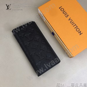 LV-M62900 路易威登新款原版皮黑色BRAZZA壓花錢夾
