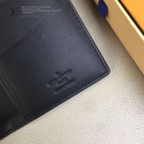 LV-M62900 路易威登新款原版皮黑色BRAZZA壓花錢夾