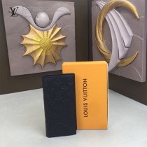 LV-M62900 路易威登新款原版皮黑色BRAZZA壓花錢夾