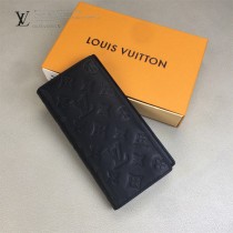 LV-M62900 路易威登新款原版皮黑色BRAZZA壓花錢夾