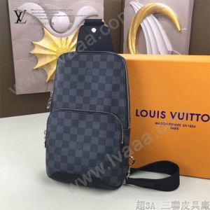 LV-N41719-01 路易威登新款原版皮Avenue黑格胸包