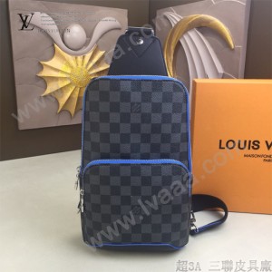LV-N41719 路易威登新款原版皮Avenue黑格胸包