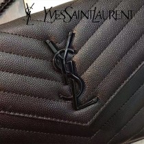 YSL-377828 聖邏蘭新款原版皮球紋黑扣信封包