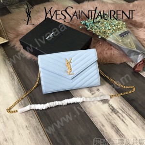 YSL-377828-07 聖邏蘭新款原版皮球紋黑扣信封包