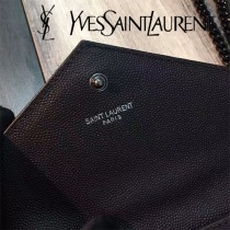 YSL-377828 聖邏蘭新款原版皮球紋黑扣信封包
