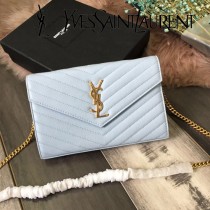 YSL-377828-07 聖邏蘭新款原版皮球紋黑扣信封包