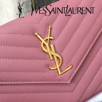 YSL-377828-010 聖邏蘭新款原版皮球紋黑扣信封包