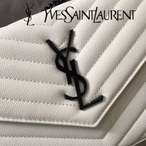 YSL-377828-01 聖邏蘭新款原版皮球紋黑扣信封包