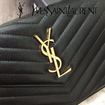 YSL-377828-02 聖邏蘭新款原版皮球紋黑扣信封包