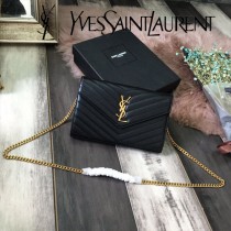 YSL-377828-02 聖邏蘭新款原版皮球紋黑扣信封包